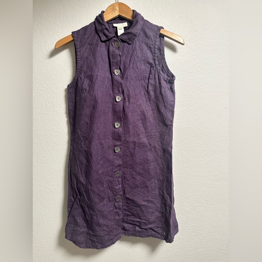 J Jill linen purple button down dress